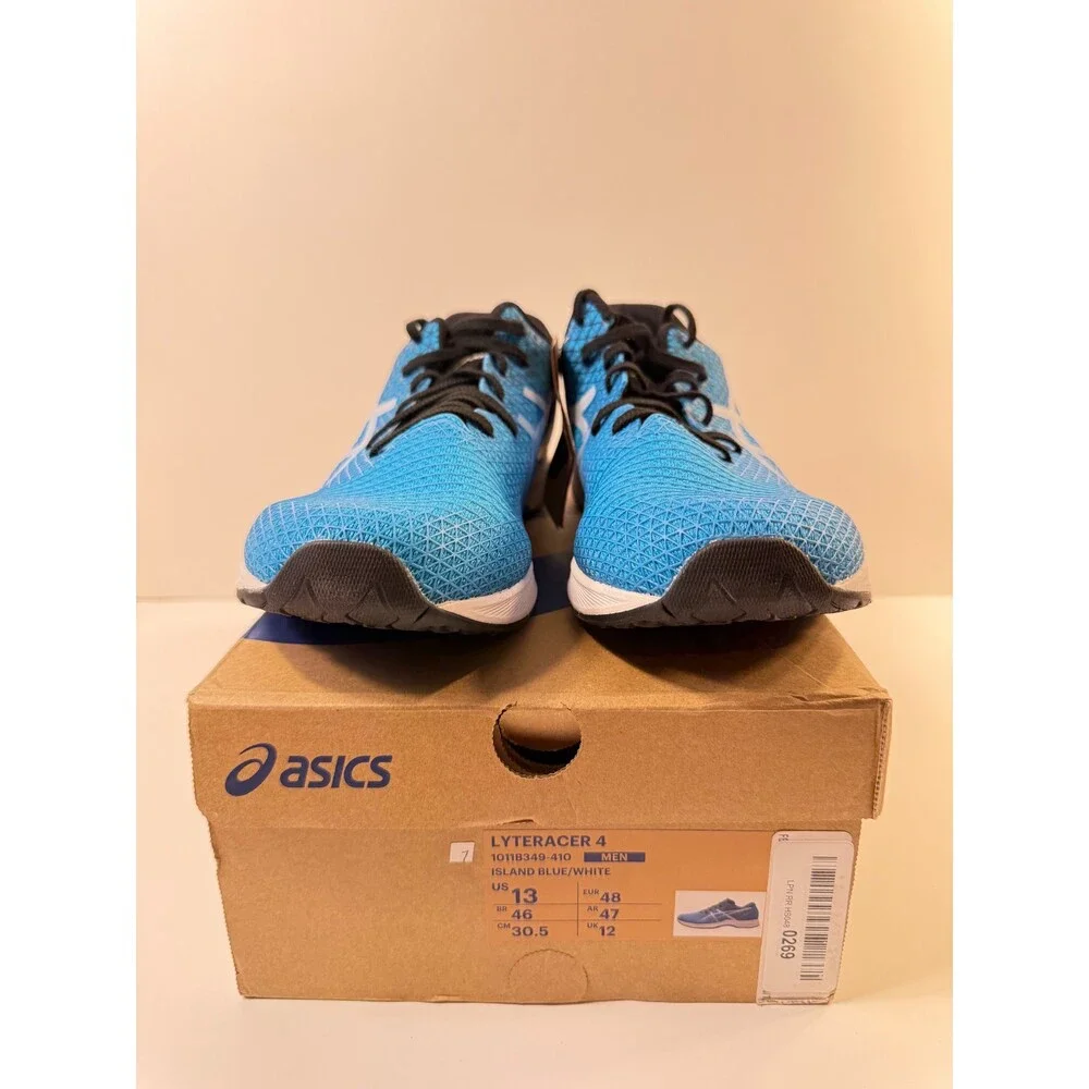 Asics Mens Lyteracer 4 Blue Black Running Shoes US 13